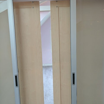 Frosted Glass Doors with Barn Doors in Art Studio