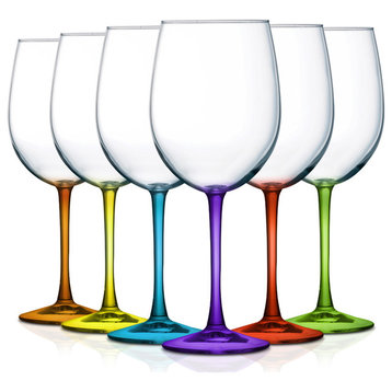 Cachet Accent Stem 16 oz Wine Glasses , Party Color Bottom