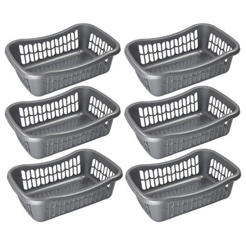 Large Plastic Storage Organizing Basket, Pack of 6, 32-1191-6, Gray