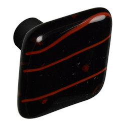 CKP - Art Glass Knob, Red & Black Confetti, Oil-Rubbed Bronze Base - Cabinet And Drawer Knobs