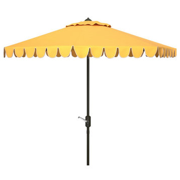Safavieh Outdoor Venice 11ft Round Crank Umbrella Yellow