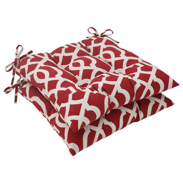 New Geo Red Wrought Iron Seat Cushion, Set of 2
