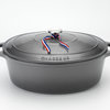 Chasseur 3.8-Quart Caviar-Gray Enameled Cast Iron Oval Dutch Oven