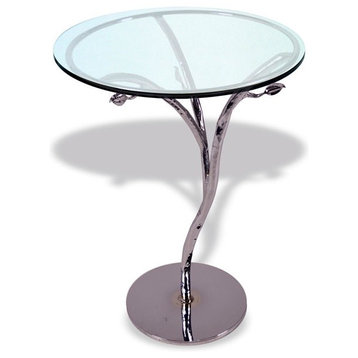 Silver Leaf Accent Table Base With 18" Glass