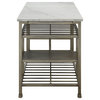 Acme Lanzo Kitchen Island Counter Marble and Antique Pewter
