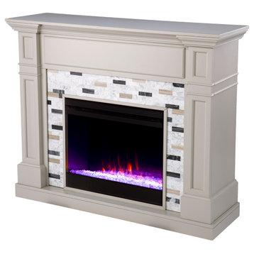 Larams Color Changing Electric Fireplace With Marble Surround