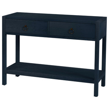 Lark 44" Wood 2-Drawer Console Table, Navy Blue