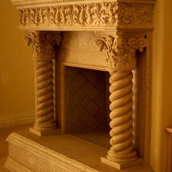Rope Column fireplace surround & mantel Los Angeles - Indoor Fireplaces