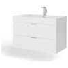 Boutique Bath Vanity, High Gloss White, 36", Single Sink, Wall Mount