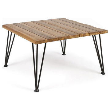 GDF Studio Keira Outdoor Industrial Teak Finish Acacia Wood Coffee Table
