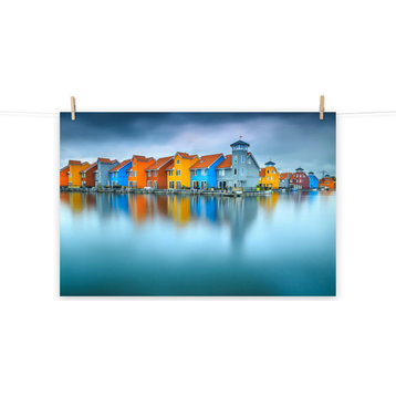 Blue Morning at Waters Edge Groningen Netherlands Wall Art Prints, 24" X 36"