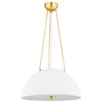 Hudson Valley Lighting - Chiswick 3 Light Pendant - Clean and streamlined, Chiswick features a classic-chic White Plaster dome shade. The petite chain and metal finial detail feel jewelry-like and give this modern three or four light pendant an elevated, elegant vibe. Part of our Mark D. Sikes collection.