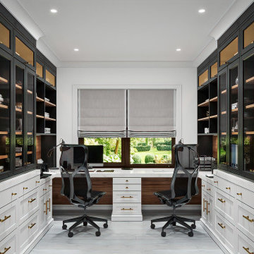 White and Black Traditional Home Office