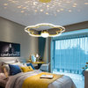 Romantic Starry and Cloud-shapped Chandelier, Yellow, Dia 15.7", Flower