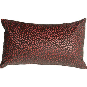 Pillow Decor - Pebbles in Red 12 x 20 Faux Fur Throw Pillow