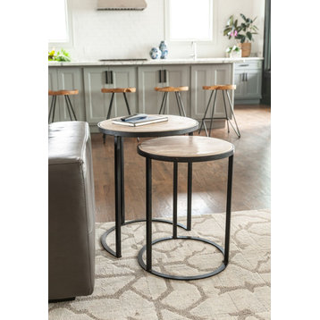 East at Main Mango Wood and Black Iron Nesting Tables (Set of 2)