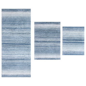 Gradiation Collection Machine Washable 3-Piece Set With Runner, Blue