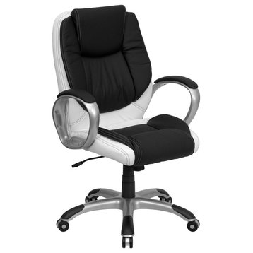 Flash Furniture Bonded Leather Office Chair, Black, White, CH-CX0217M-GG