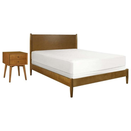 Crosley Landon 2 Piece Mid Century Modern Bedroom Set in Acorn