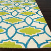 Moroccan Pattern Polypropylene Blue/Green Indoor-Outdoor Area Rug ( 5x7.6 )