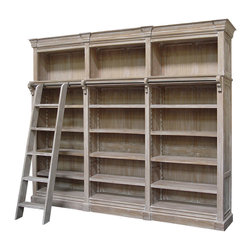 Flemington bookcase with ladder - whitewash 3 bay - Products