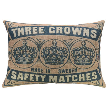 Crowns Linen Pillow, 18"x12"
