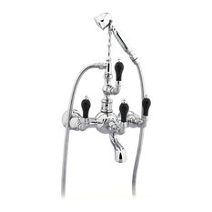 Bath shower set with black porcelain twisted