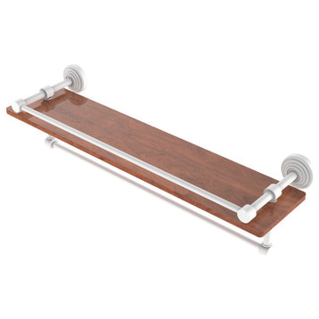 Waverly Place 22" Wood Shelf with Gallery Rail and Towel Bar, Matte White
