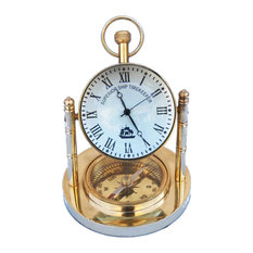 Nautical Desk Clocks For Less Houzz Handcrafted Nautical Decor Solid Br Clock With Comp 5 Desk And Mantel