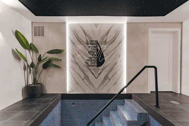 Inspiration for a mid-sized 1960s pool remodel in Detroit
