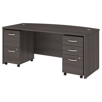 Studio C 72"x36" Bow Front Desk With Mobile File Cabinets