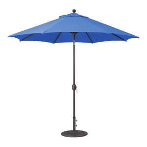 11 Auto Tilt Patio Umbrella With Led Lights Black Transitional Outdoor Umbrellas By Galtech