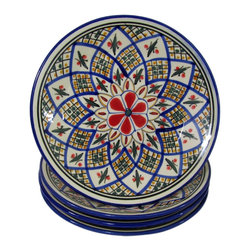 Le Souk Ceramique - Stoneware Side Plates, Set of 4, Tabarka Design - Salad And Dessert Plates