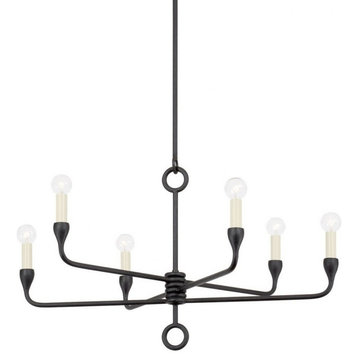 6 Light Chandelier-18.75 Inches Tall and 30.75 Inches Wide-Black Iron Finish
