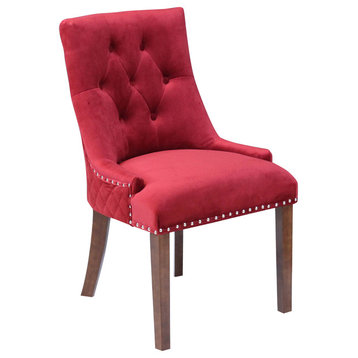 Lemele Velvet Dining Chairs, Set Of 2, Deep Red