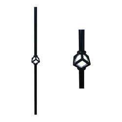Deck Impressions - Deck Impressions 32 in. Black Single Cubic Lighted Baluster (2-Pack) - Stair Parts