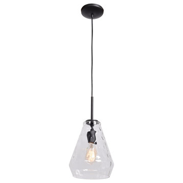 Simplicite Wavy Glass Pendant, Black With Clear (Clr) Diffuser