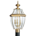 Generation Lighting Collection - Sea Gull Lighting 3-Light Outdoor Post Lantern, Polished Brass - Blubs Not Included