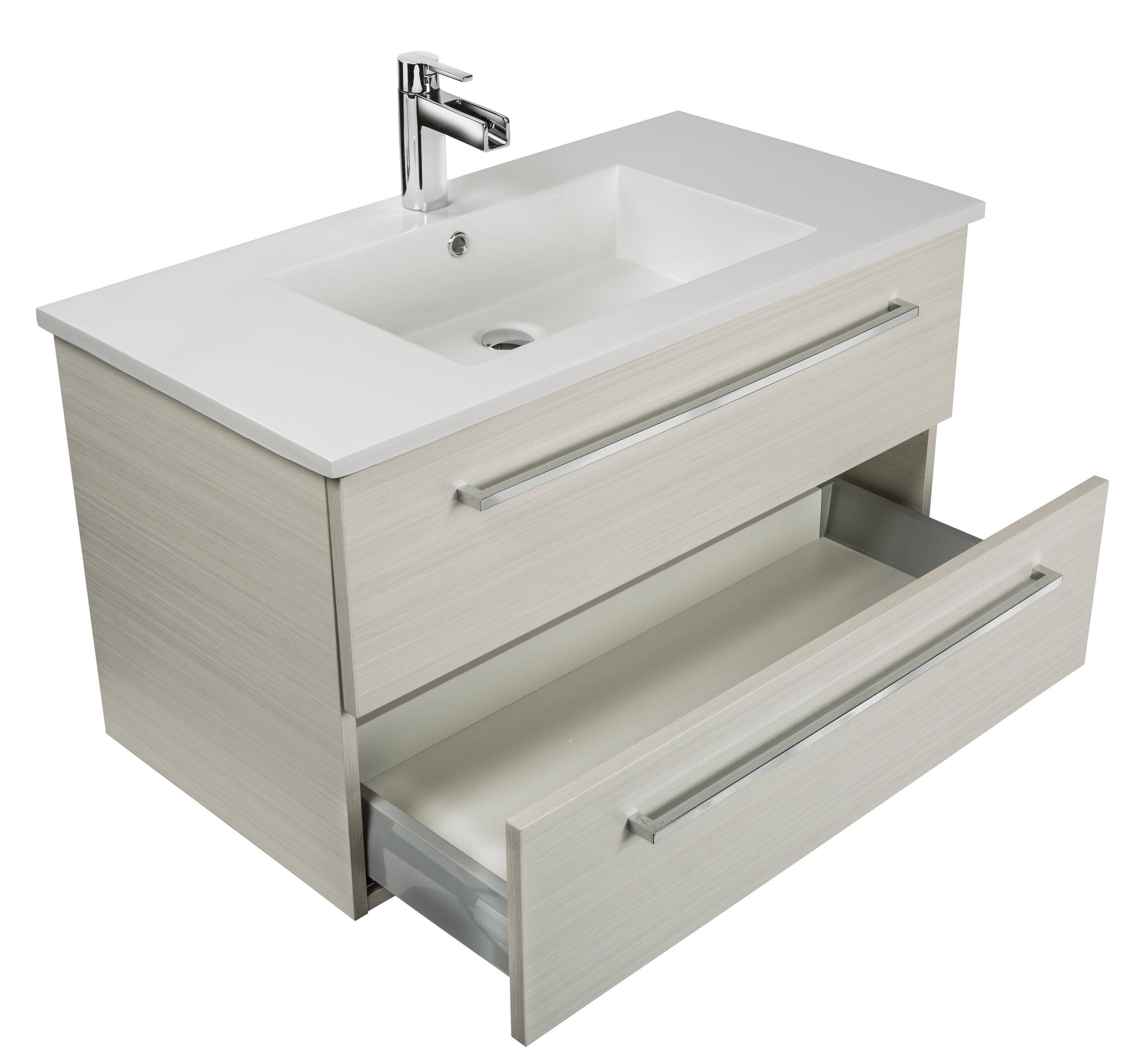 Silhouette 2-Drawer Wall-Mounted Vanity, White Chocolate, 30"
