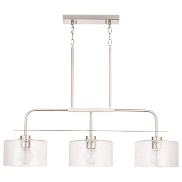 Capital Lighting 3-Light Large Island, Brushed Nickel/Clear Seeded