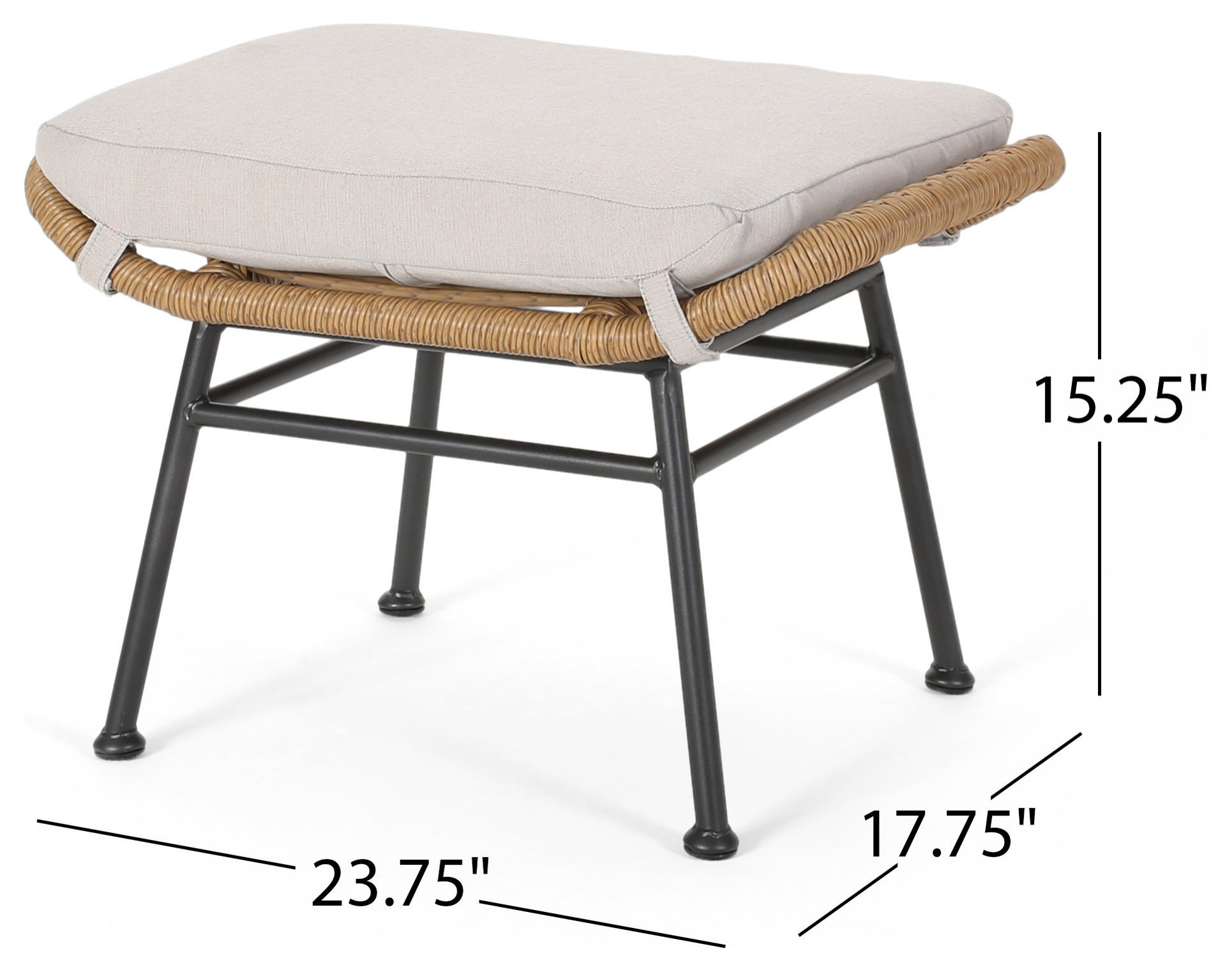 Gloria Outdoor Modern Boho Wicker Ottoman, Set of 2 - Tropical ...