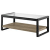 48" Urban Blend Coffee Table With Glass Top, Driftwood/Black