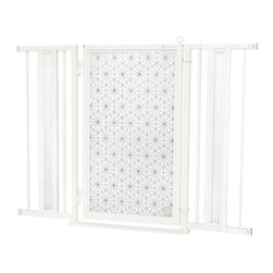 Fusion Gates - Fusion Gate with Linear Lace Design, White Pearl, 36"-52" - Dog Gates