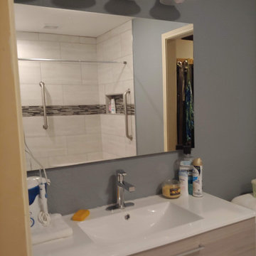 Handicap bathroom remodel and enlarge