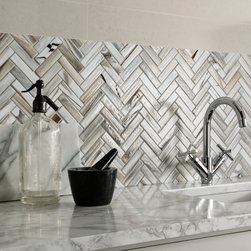 Sharme Caramel Herringbone Glass Mosaic Tile - Products