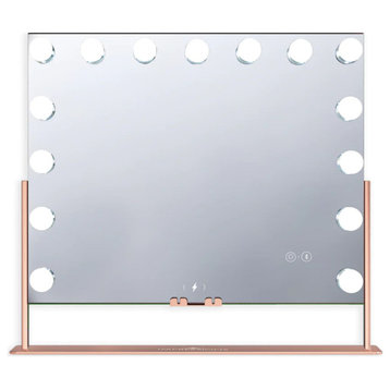 Gilded Tri-Tone LED Makeup Mirror, Champagne Gold