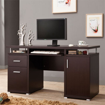Scranton & Co 2-Drawer Contemporary Wood Computer Desk in Cappuccino