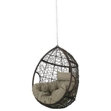 Peeler Wicker Hanging Chair, Khaki/Multi-Brown