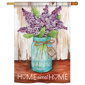 Welcome Lilacs Home Sweet Home Jar Inspirational, Everyday House Flag 28"x40"