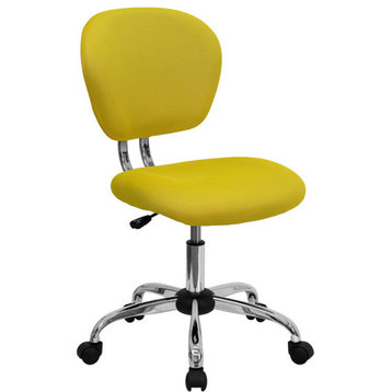 Mid-Back Mesh Swivel Task Chair with Chrome Base, Yellow